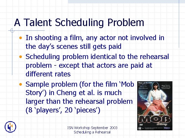 A Talent Scheduling Problem • In shooting a film, any actor not involved in