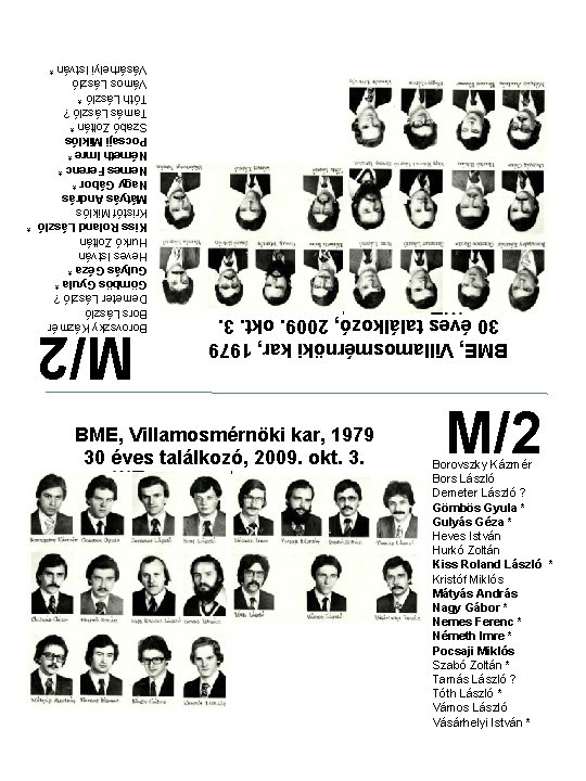BME, Villamosmérnöki kar, 1979 30 éves találkozó, 2009. okt. 3. Borovszky Kázmér Bors László