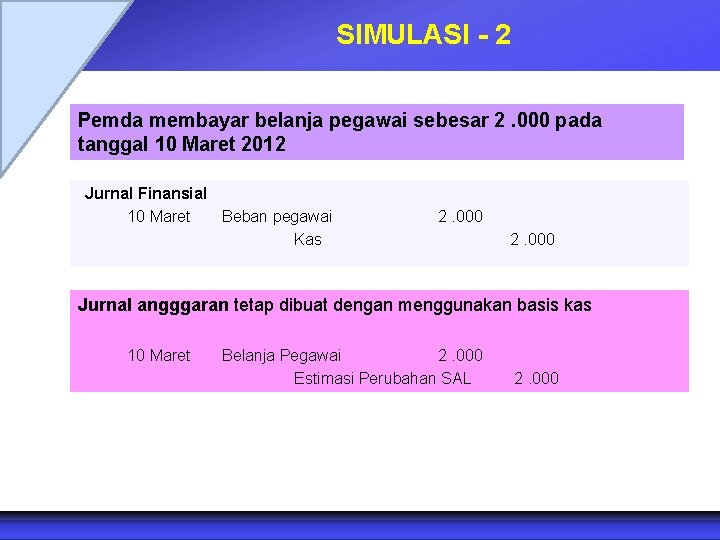 SIMULASI - 2 Pemda membayar belanja pegawai sebesar 2. 000 pada tanggal 10 Maret