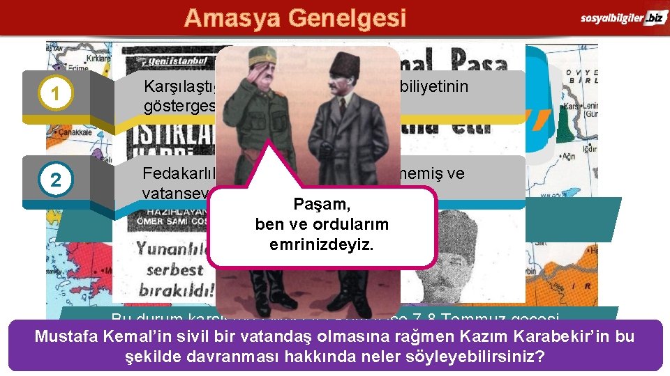 Amasya Genelgesi 1 2 9. Ordu Müfettişi olan Mustafa Kemal’in bu Karşılaştığı sorunları çözebilme