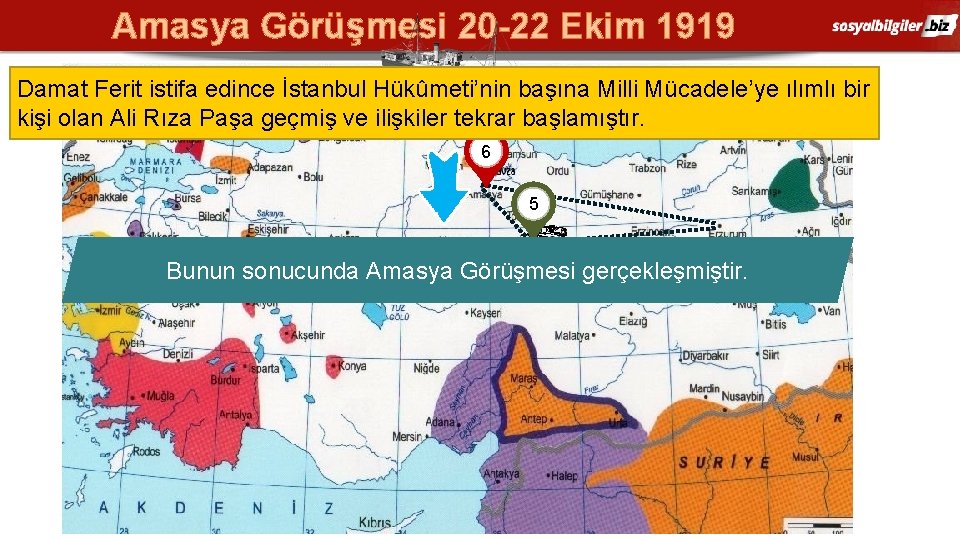 Amasya Görüşmesi 20 -22 Ekim 1919 Damat Ferit istifa edince İstanbul Hükûmeti’nin başına Milli