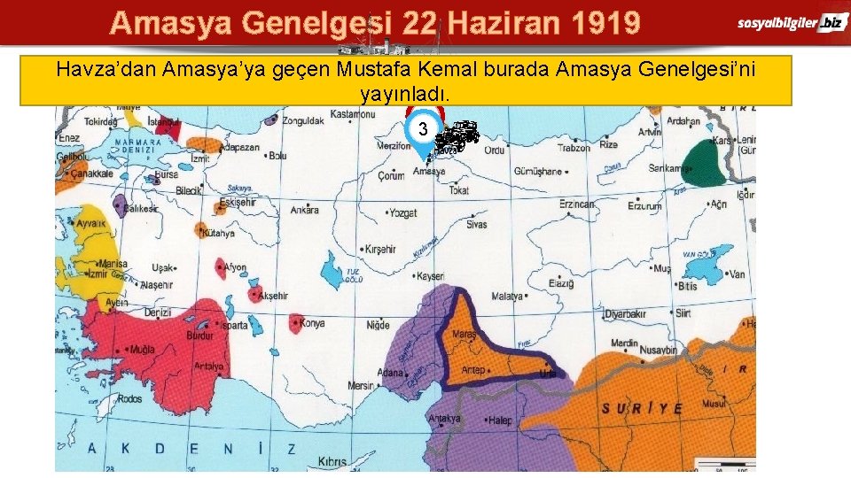 Amasya Genelgesi 22 Haziran 1919 Havza’dan Amasya’ya geçen Mustafa Kemal burada Amasya Genelgesi’ni yayınladı.