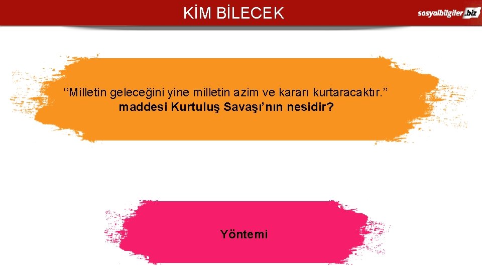 KİM BİLECEK ‘‘Milletin geleceğini yine milletin azim ve kararı kurtaracaktır. ’’ maddesi Kurtuluş Savaşı’nın