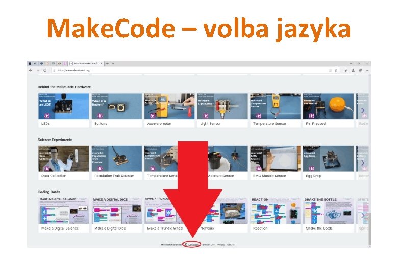 Make. Code – volba jazyka 