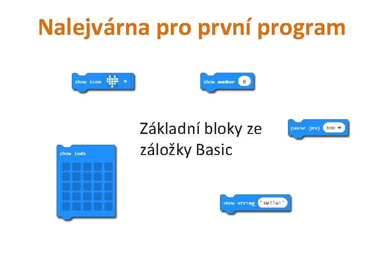 Nalejvárna pro první program Základní bloky ze záložky Basic 