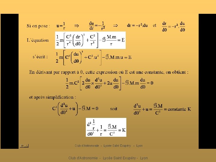 Club d'Astronomie - Lycée Saint Exupéry - Lyon 