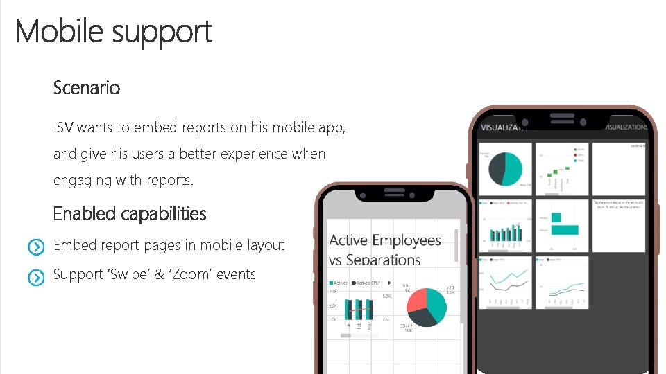 Scenario ISV wants to embed reports on his mobile app, and give his users
