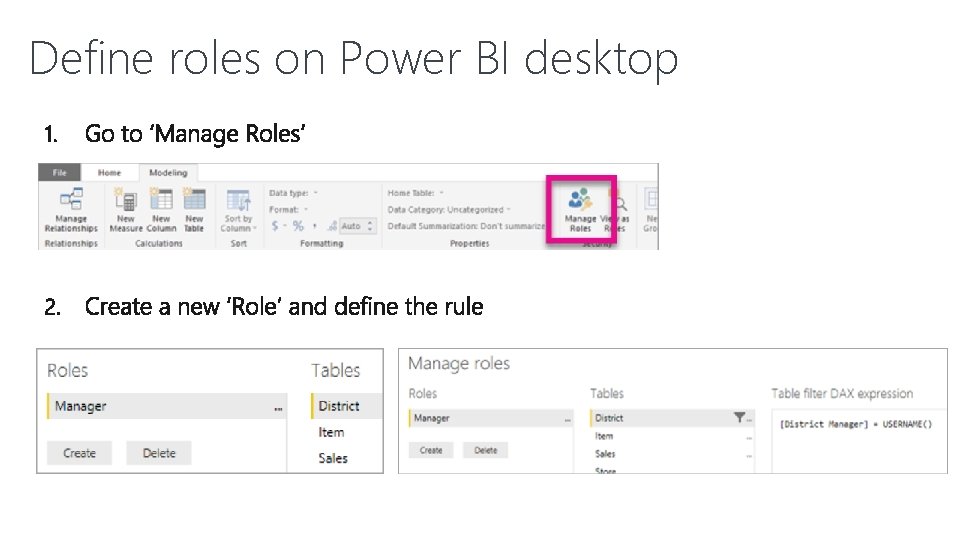 Define roles on Power BI desktop 