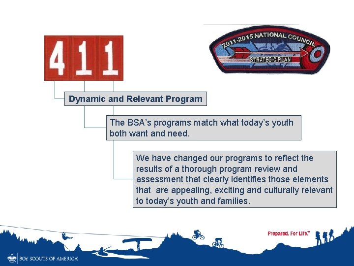 Dynamic and Relevant Program The BSA’s programs match what today’s youth both want and