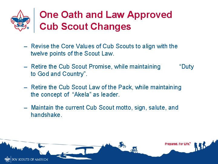 One Oath and Law Approved Cub Scout Changes – Revise the Core Values of