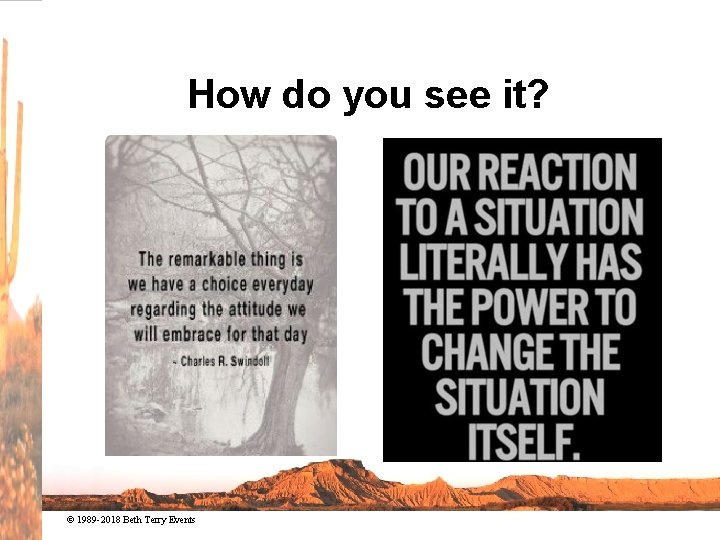 How do you see it? © 1989 -2018 Beth Terry Events 