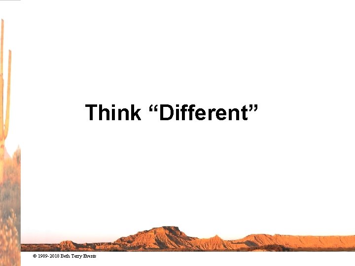 Think “Different” © 1989 -2018 Beth Terry Events 