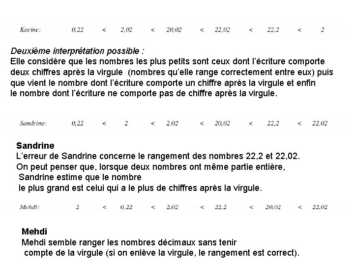 Deuxième interprétation possible : Elle considère que les nombres les plus petits sont ceux