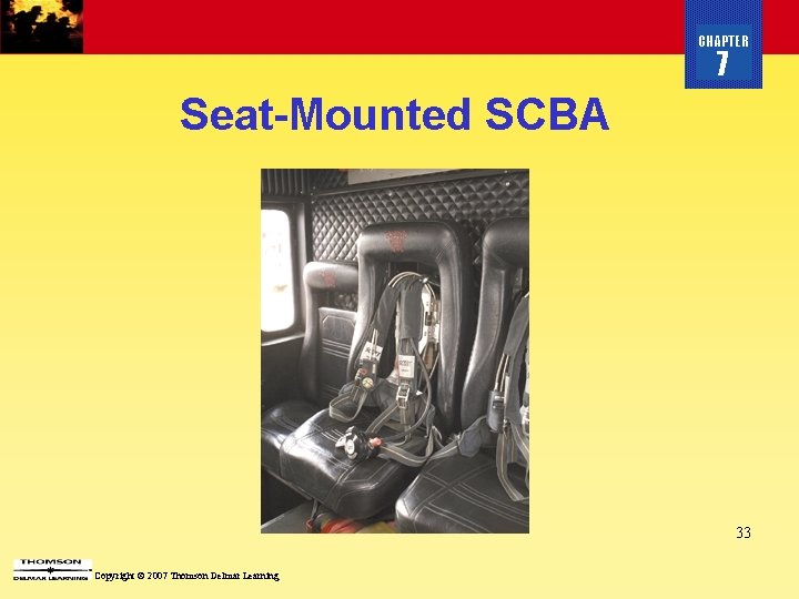 CHAPTER 7 Seat-Mounted SCBA 33 Copyright © 2007 Thomson Delmar Learning 