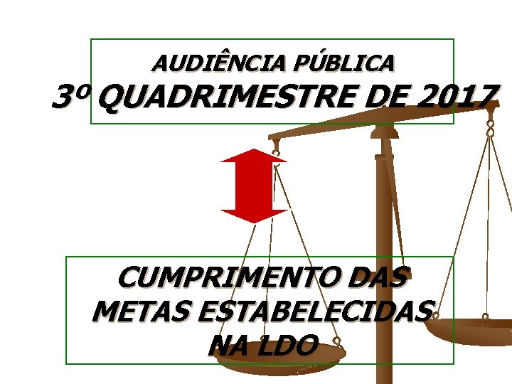 AUDIÊNCIA PÚBLICA 3º QUADRIMESTRE DE 2017 CUMPRIMENTO DAS METAS ESTABELECIDAS NA LDO 