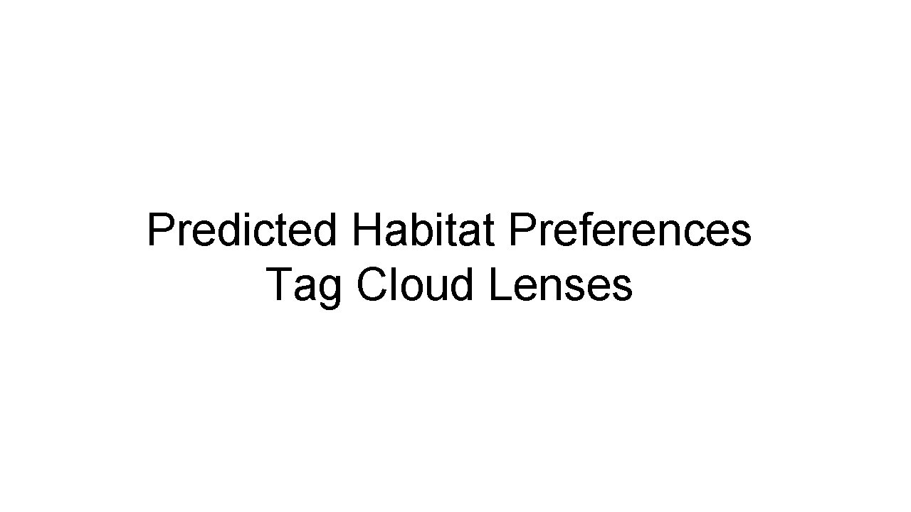 Predicted Habitat Preferences Tag Cloud Lenses 