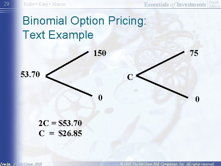 29 Essentials of Investments Bodie • Kane • Marcus Fourth Edition Binomial Option Pricing: