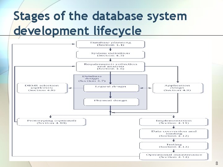 Stages of the database system development lifecycle 8 