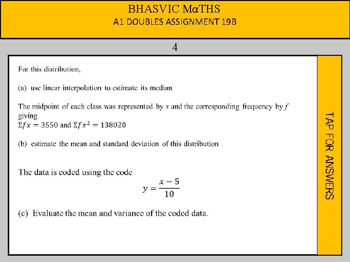 BHASVIC MαTHS A 1 DOUBLES ASSIGNMENT 19 B 4 