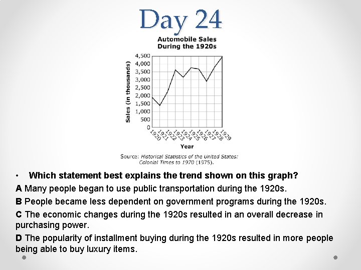 Day 24 • Which statement best explains the trend shown on this graph? A