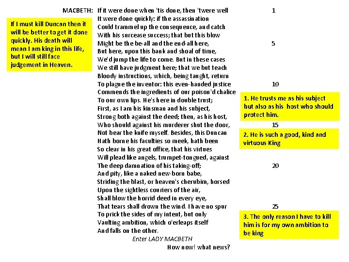 MACBETH: If it were done when 'tis done, then 'twere well It were done