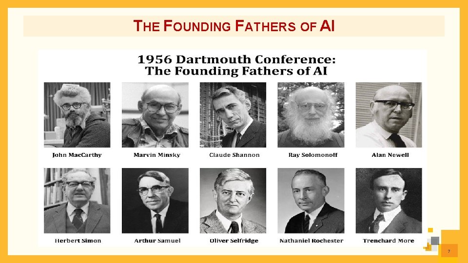 THE FOUNDING FATHERS OF AI The Founding Fathers of Artificial Intelligence 7 