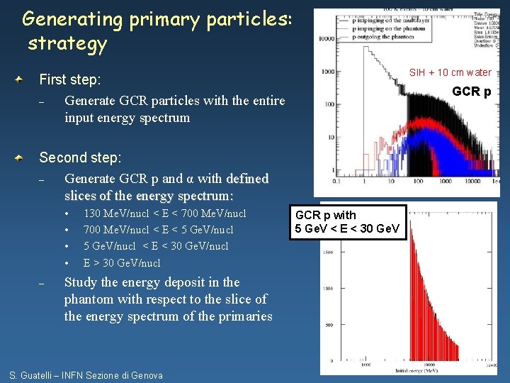 Generating primary particles: strategy SIH + 10 cm water First step: – Generate GCR