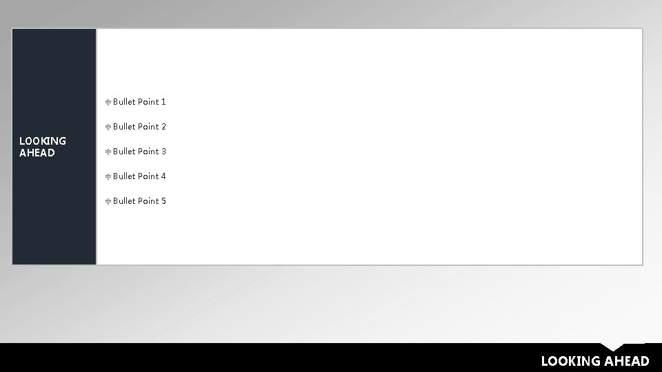 ✙ Bullet Point 1 ✙ Bullet Point 2 LOOKING AHEAD ✙ Bullet Point 3