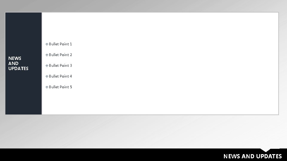 ✙ Bullet Point 1 NEWS AND UPDATES ✙ Bullet Point 2 ✙ Bullet Point