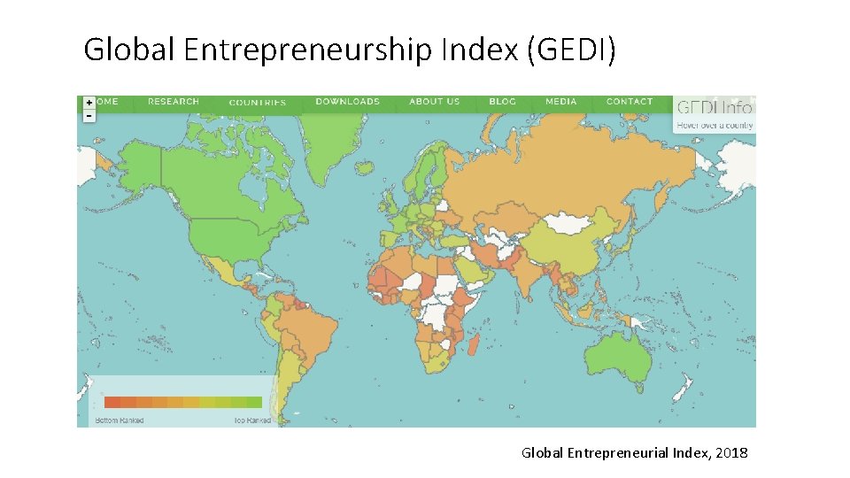Global Entrepreneurship Index (GEDI) Global Entrepreneurial Index, 2018 