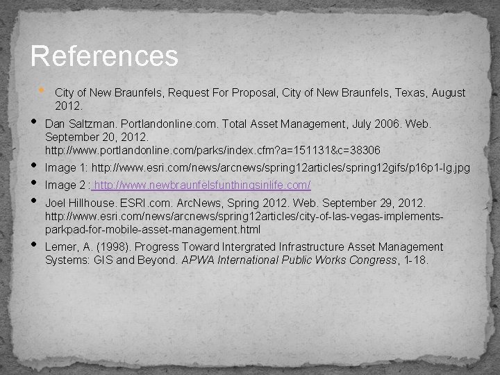 References • • • City of New Braunfels, Request For Proposal, City of New