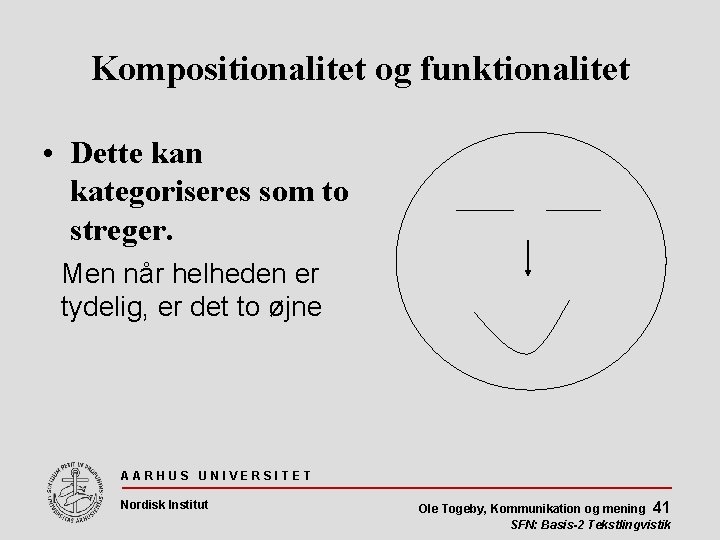 Kompositionalitet og funktionalitet • Dette kan kategoriseres som to streger. Men når helheden er