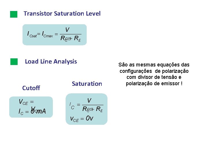 Transistor Saturation Level I Csat ICmax V RCCC RE Load Line Analysis Cutoff VCE