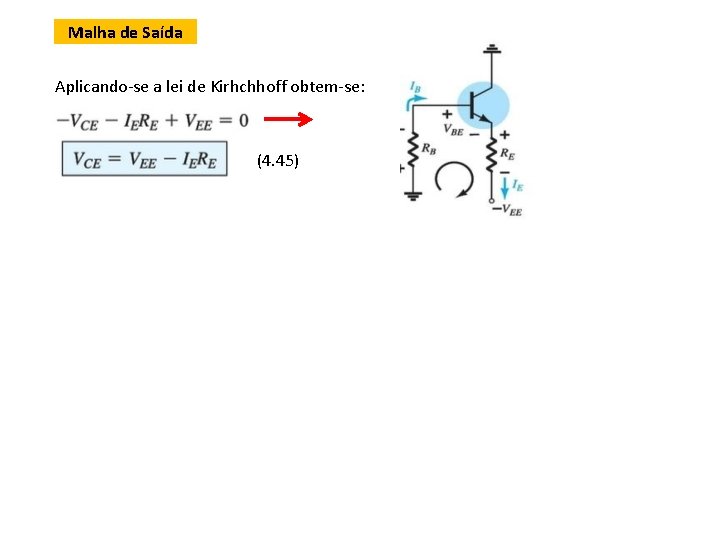 Malha de Saída Aplicando-se a lei de Kirhchhoff obtem-se: (4. 45) 