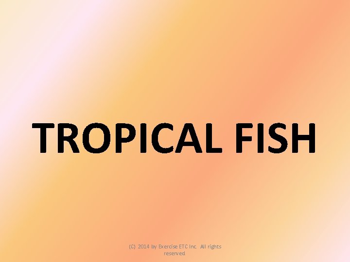 TROPICAL FISH (C) 2014 by Exercise ETC Inc. All rights reserved. 
