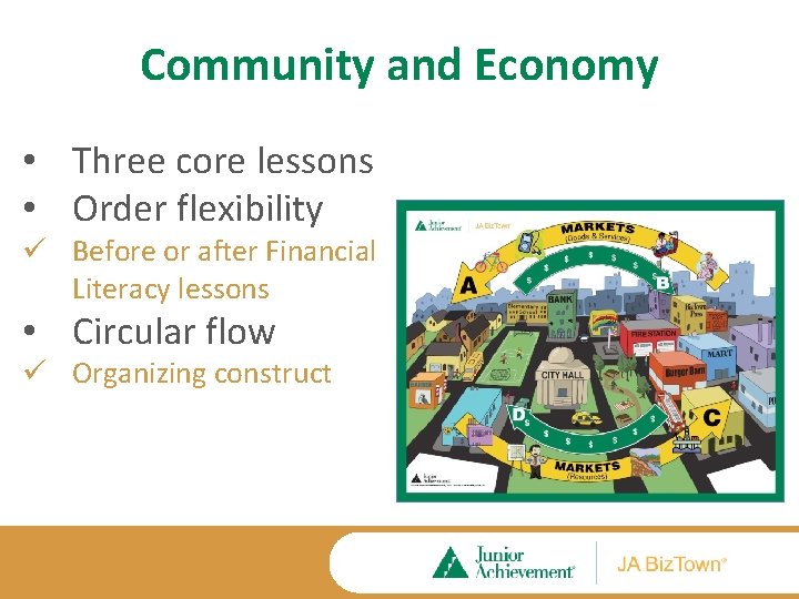 Community and Economy • Three core lessons • Order flexibility ü Before or after