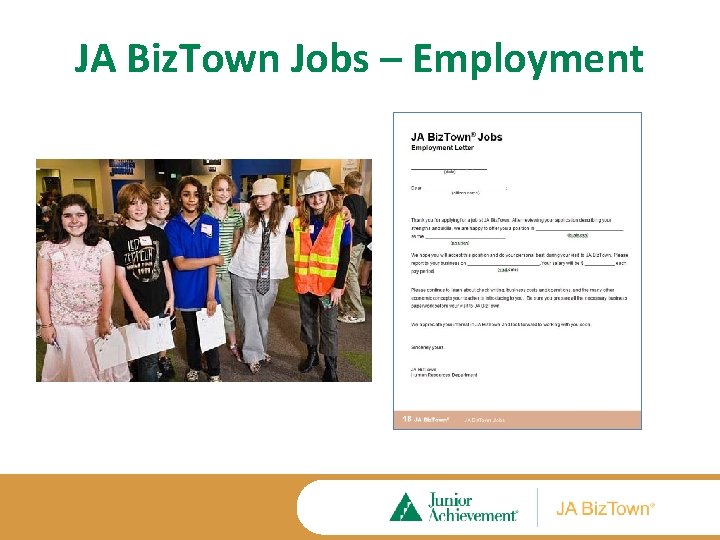 JA Biz. Town Jobs – Employment 