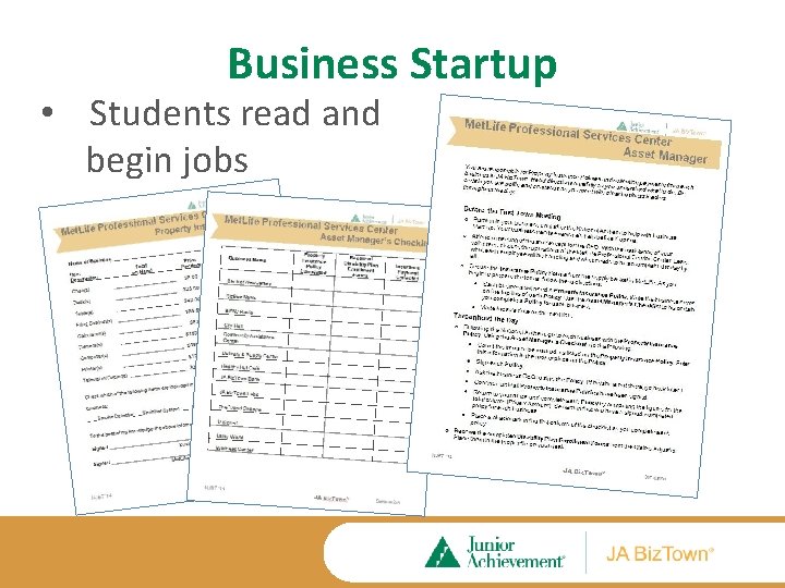 Business Startup • Students read and begin jobs 