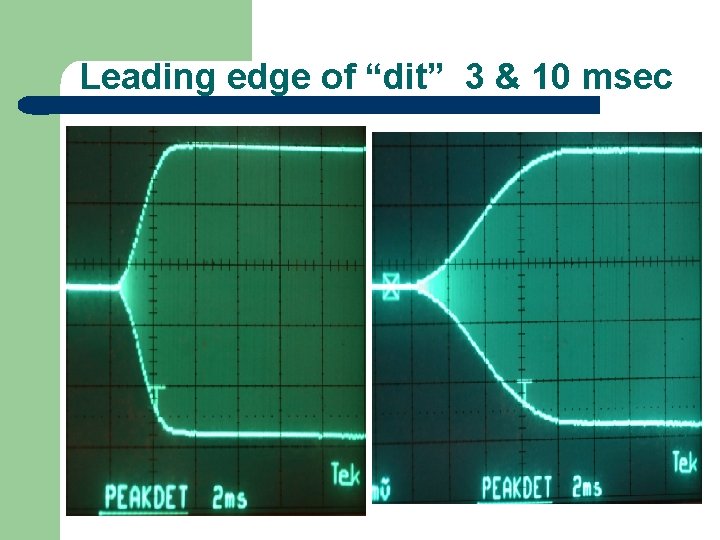 Leading edge of “dit” 3 & 10 msec 