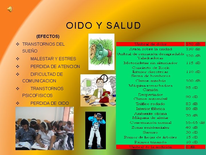 OIDO Y SALUD (EFECTOS) v TRANSTORNOS DEL SUEÑO v MALESTAR Y ESTRES v PERDIDA