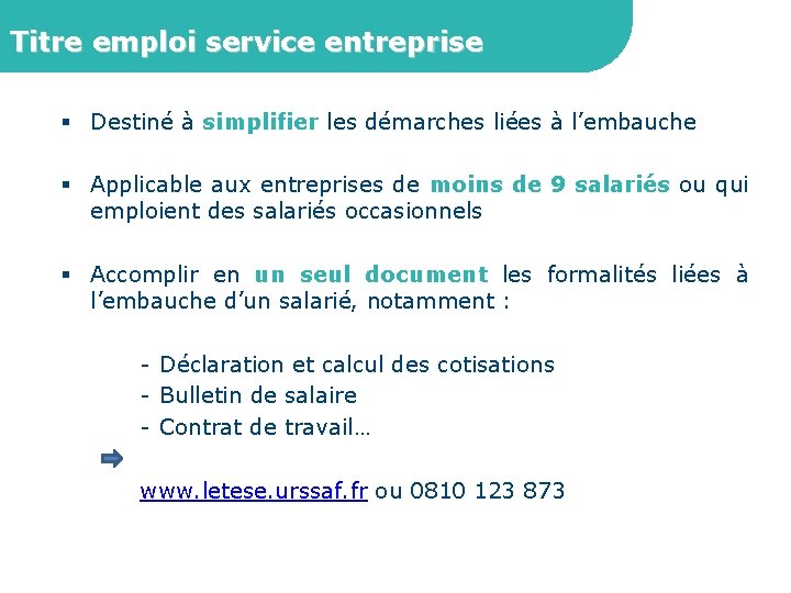 Titre emploi service entreprise § Destiné à simplifier les démarches liées à l’embauche §