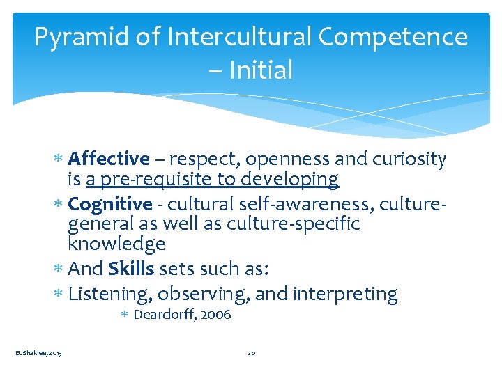 Pyramid of Intercultural Competence – Initial Affective – respect, openness and curiosity is a