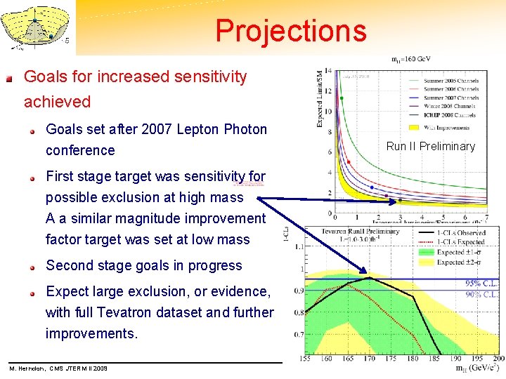 Projections Goals for increased sensitivity achieved Goals set after 2007 Lepton Photon conference First