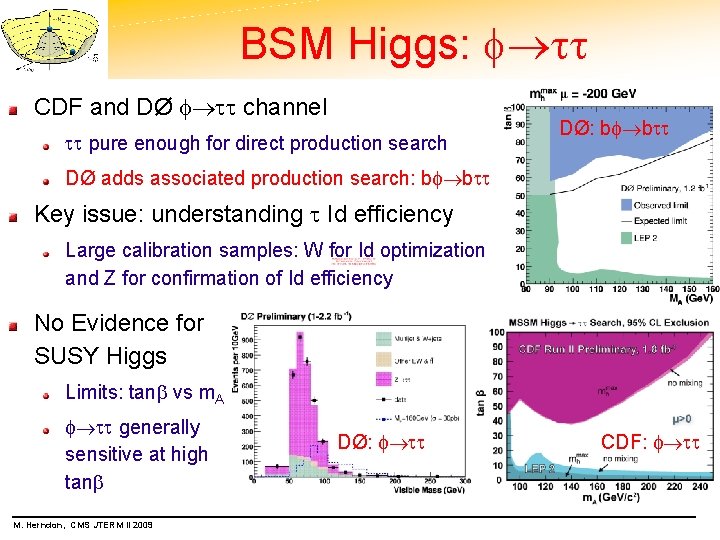 BSM Higgs: CDF and DØ channel pure enough for direct production search DØ: b
