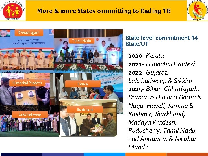 More & more States committing to Ending TB Chhattisgarh Tamil Nadu Himachal Pradesh Lakshadweep