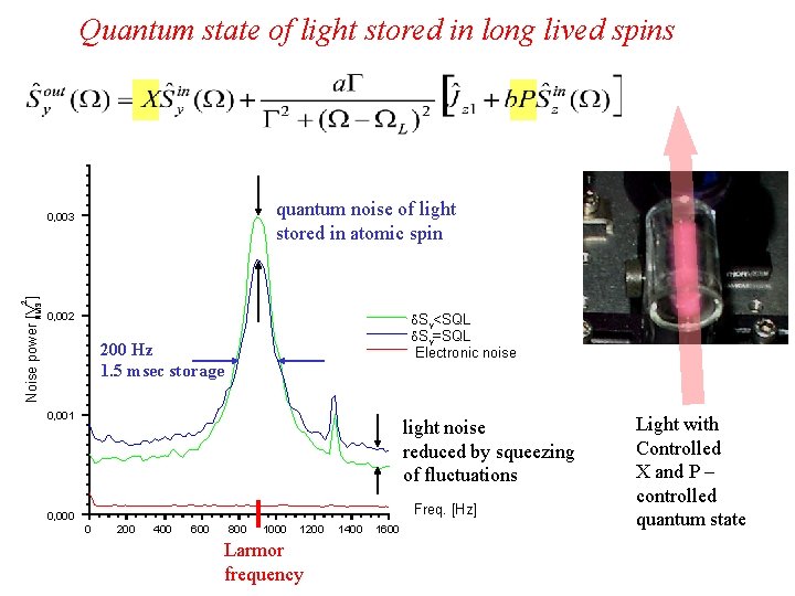 Quantum state of light stored in long lived spins quantum noise of light stored