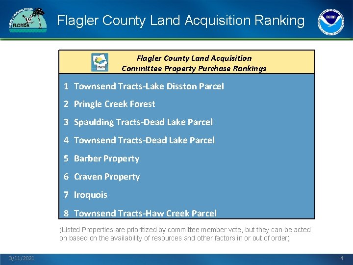 Flagler County Land Acquisition Ranking Flagler County Land Acquisition Committee Property Purchase Rankings 1