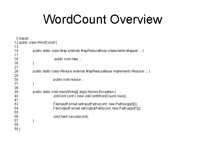 Word. Count Overview 3 import. . . 12 public class Word. Count { 13