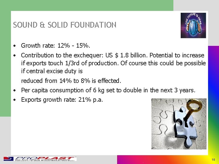 SOUND & SOLID FOUNDATION • Growth rate: 12% - 15%. • Contribution to the