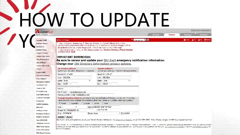 HOW TO UPDATE YOUR ADDRESS? 